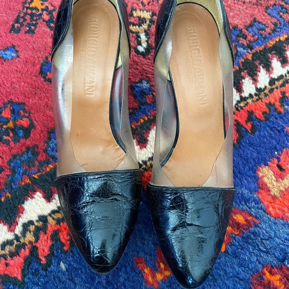 Georgio Armani black mini heels